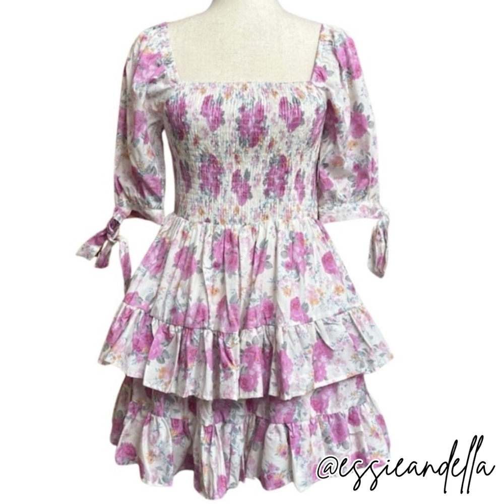 TCEC Floral Pink and White Dress size M